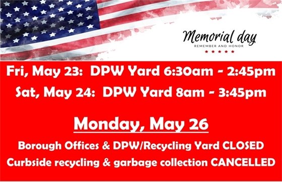 Memorial Day Weekend Hours