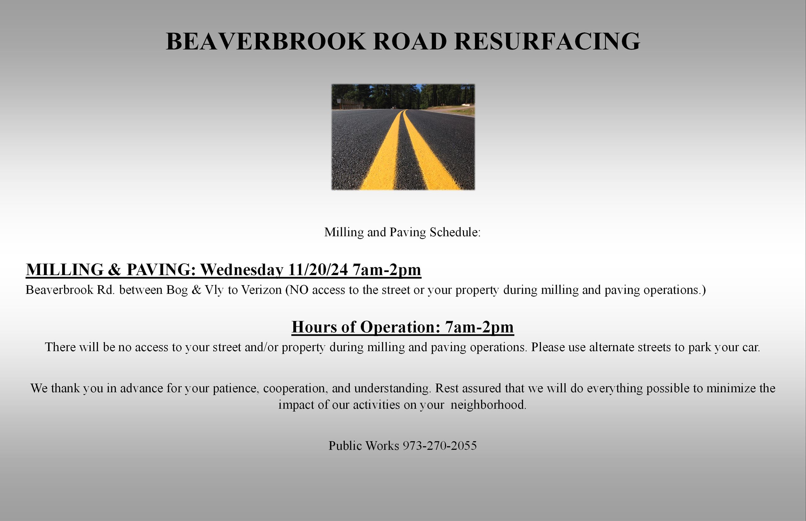 Beaverbrook Rd. Resurfacing  11-18-24